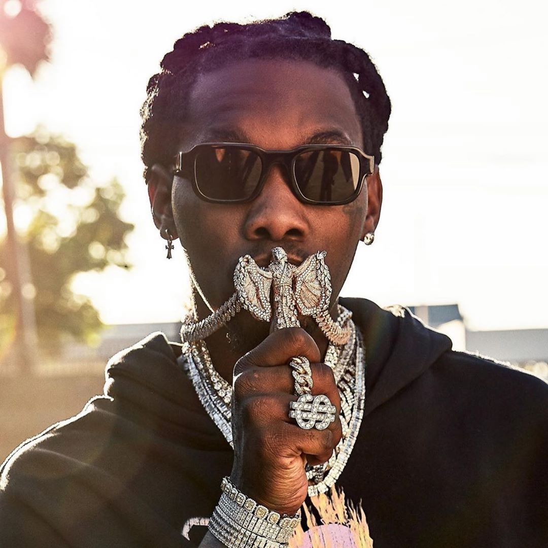 Offset wearing the ENFANTS RICHES DÉPRIMÉS x THIERRY LASRY