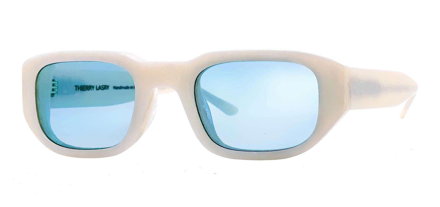 VICTIMY 079 White Horn Rectangle Tinted Sunglasses