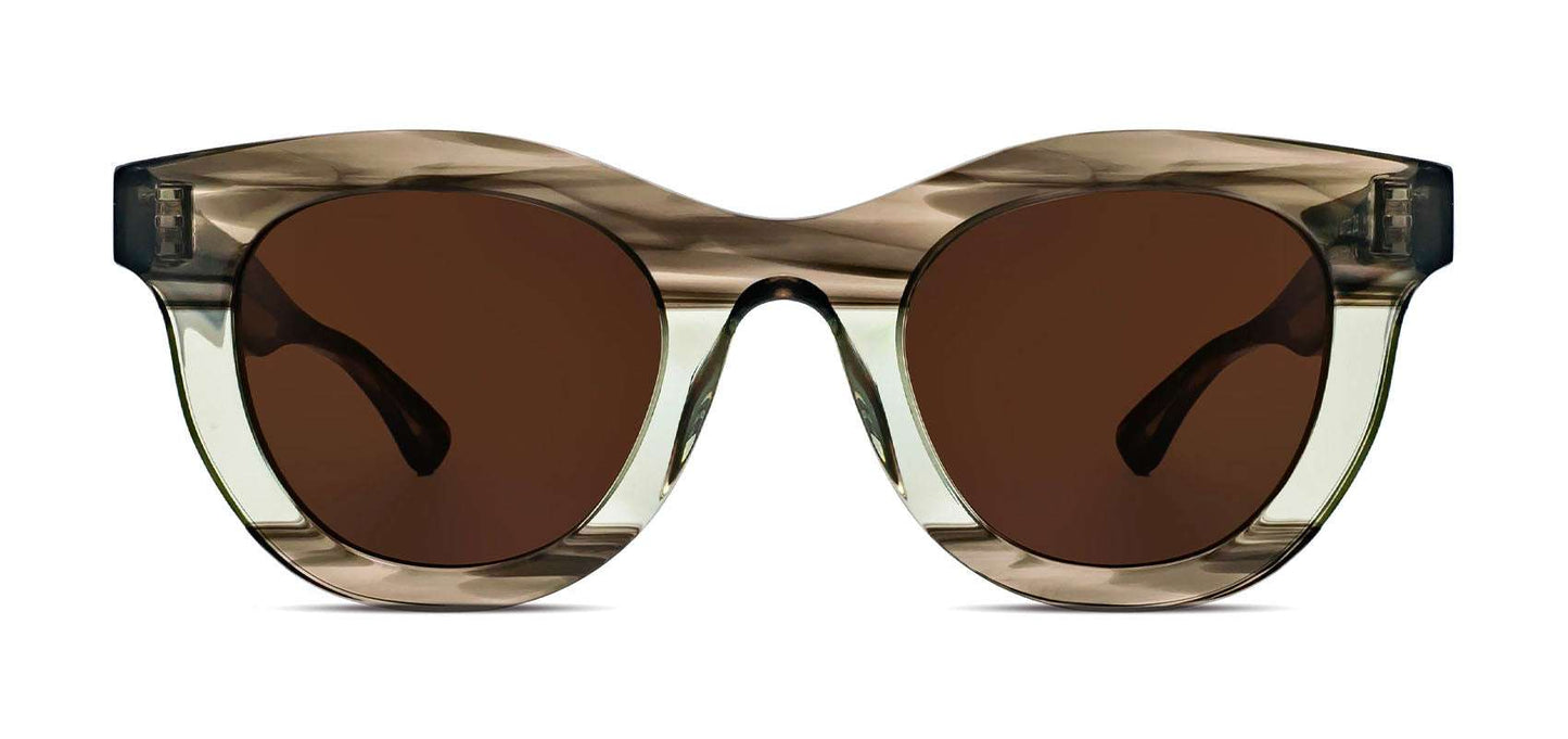 Thierry Lasry Consistency soft cat-eye sunglasses in mint/brown pattern acetate, handcrafted in Italy, optimal UV protection