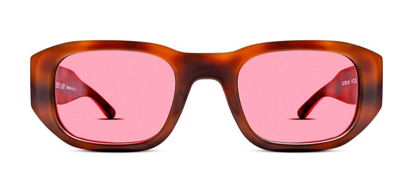 VICTIMY 131 RED - Tortoiseshell Rectangle Tinted Sunglasses