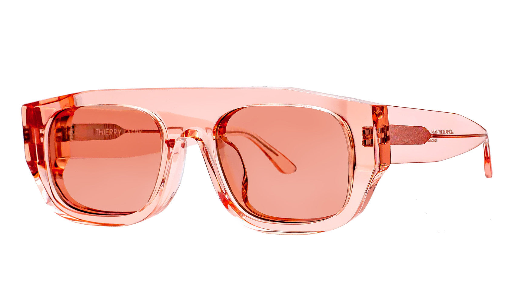 MONARCHY Luxury Tinted Shield Sunglasses in Translucent Pink