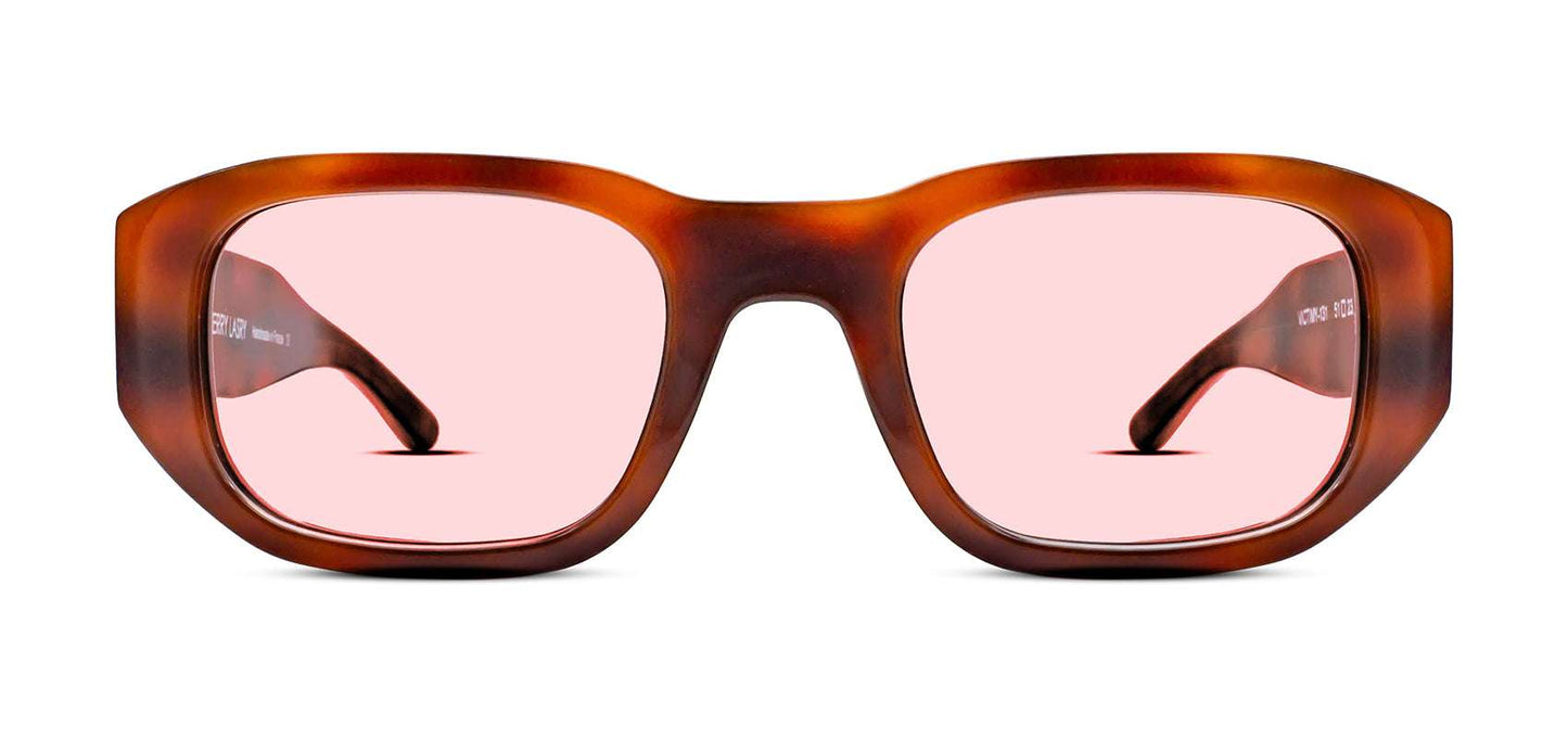 VICTIMY 131 PINK - Tortoiseshell Rectangle Tinted Sunglasses