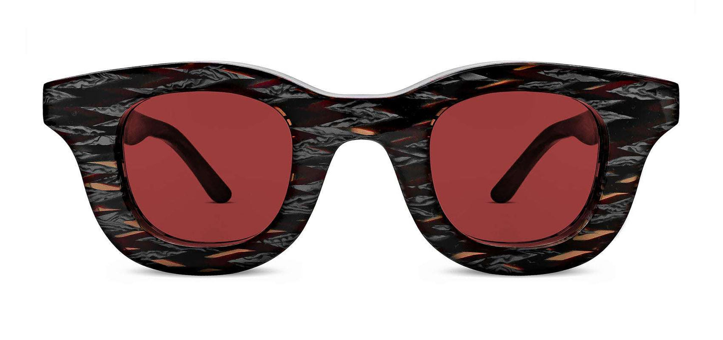 HACKTIVITY 3104 Burgundy Pattern Rectangle Sunglasses