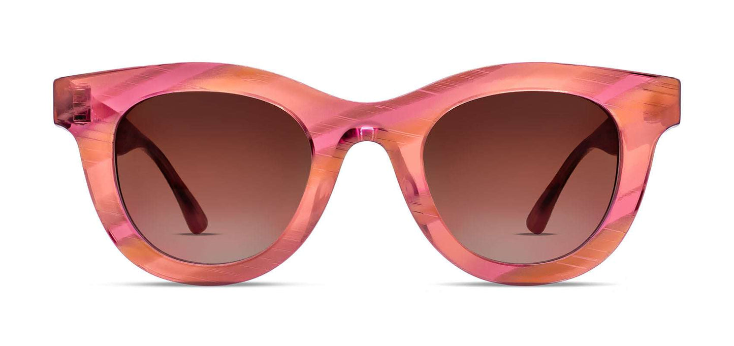 Thierry Lasry Consistency soft cat-eye sunglasses in pink pattern acetate, handcrafted in Italy, optimal UV protection