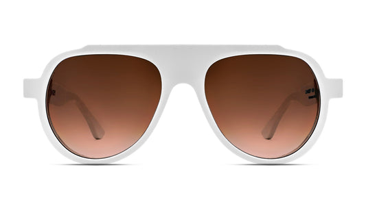 White unisex aviator sunglasses with brown gradient lenses – luxury designer eyewear for men and women