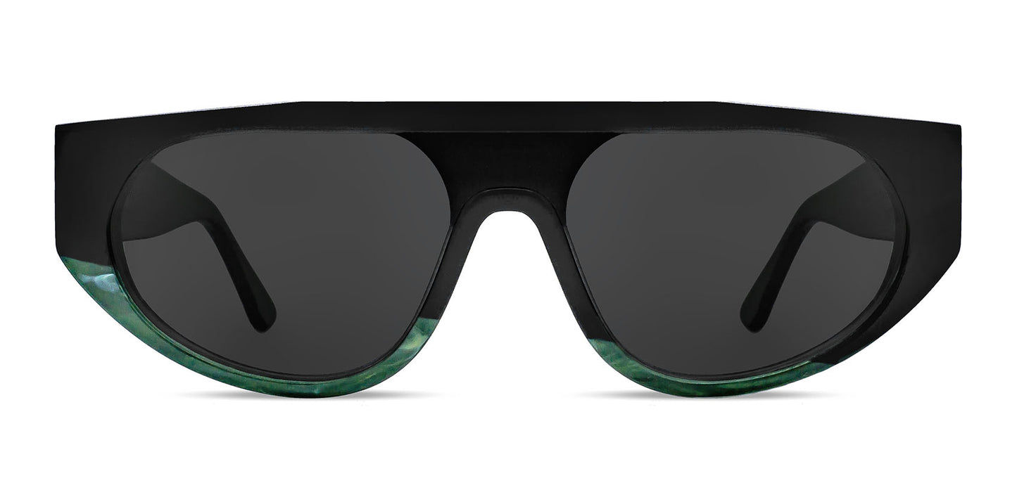 KANIBALY 101 - Black & Green Unisex Shield Sunglasses