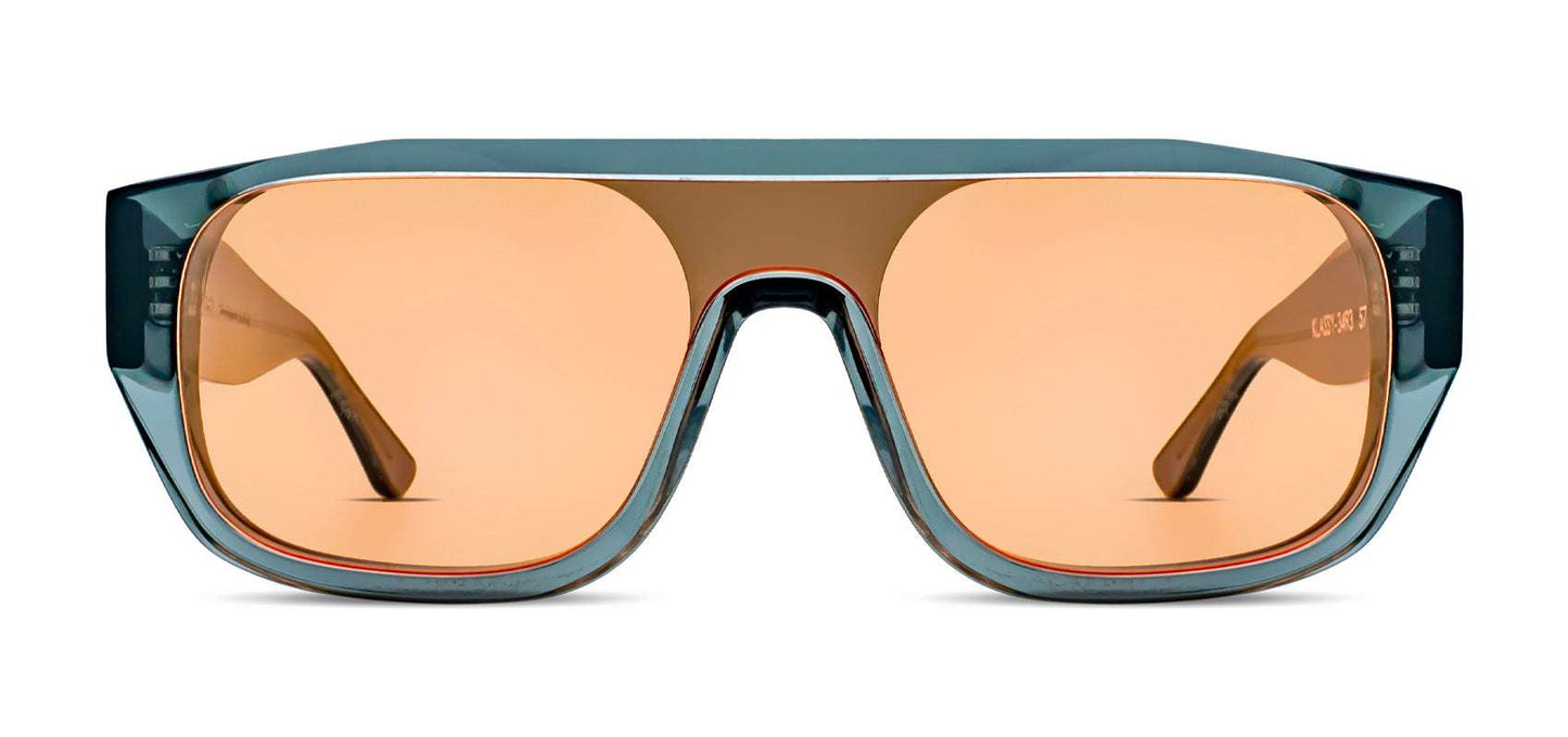 KLASSY 3493 ORANGE - Blue Aviator Shield Sunglasses