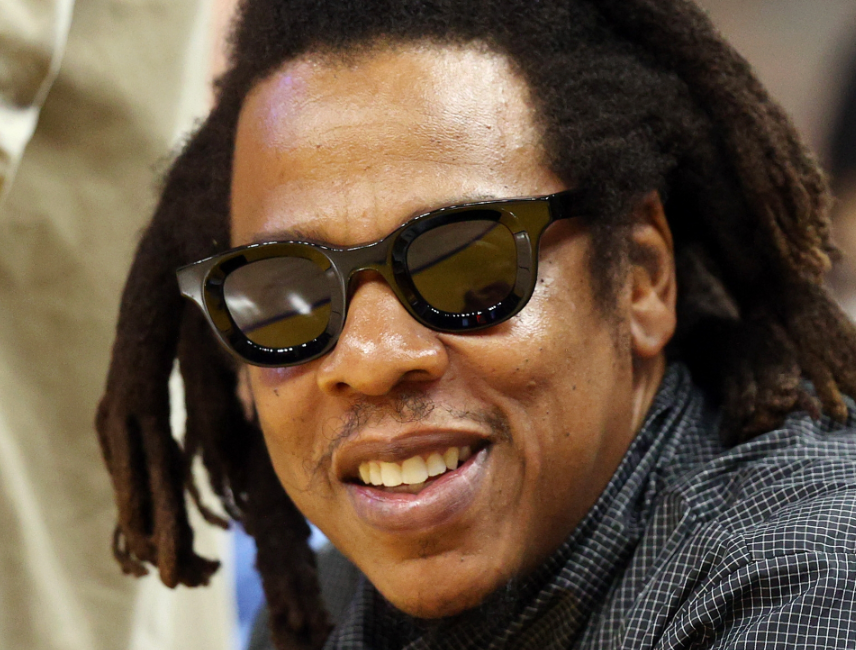 Jay-Z wearing the Rhude x Thierry Lasry "RHODEO" sunglasses while attending Game 1 of the  NBA Finals Golden State Warriors vs Boston Celtics
