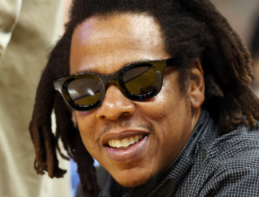 Jay-Z wearing the Rhude x Thierry Lasry "RHODEO" sunglasses while attending Game 1 of the  NBA Finals Golden State Warriors vs Boston Celtics