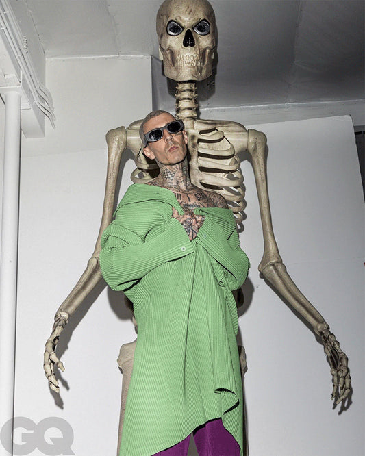 TRAVIS BARKER wearing the THIERRY LASRY x DTA "MASTERMINDY 701" Sunglasses