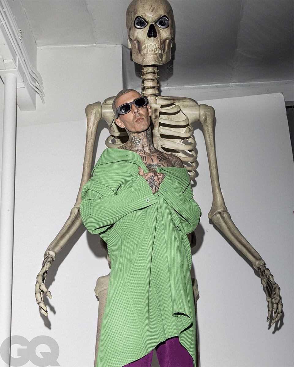 TRAVIS BARKER wearing the THIERRY LASRY x DTA "MASTERMINDY 701" Sunglasses