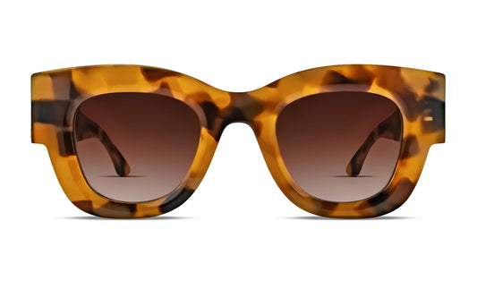Thierry Lasry CONFESSY rectangular sunglasses in tortoiseshell pattern acetate, retro-inspired design, handcrafted in France