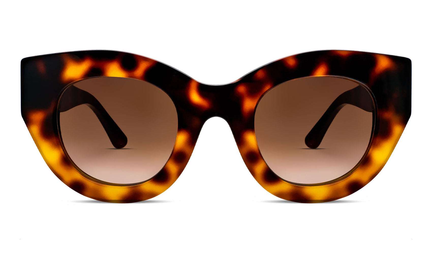 Oversized tortoiseshell cat-eye sunglasses with gradient brown lenses