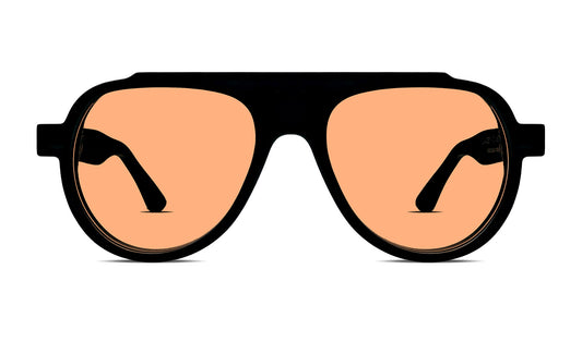 Black unisex aviator sunglasses with orange tinted lenses – luxury designer eyewear for men and women