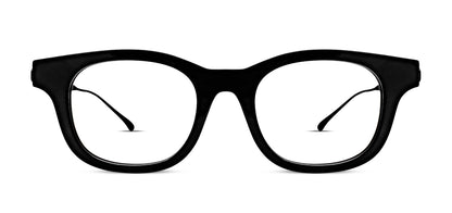 Thierry Lasry ARRESTY luxury prescription rectangular eyeglasses in black Italian acetate with titanium temples