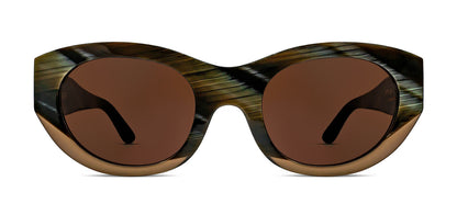 Thierry Lasry Exoty 683 Brown Horn & Taupe Sunglasses Frontal View