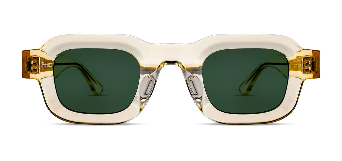 Thierry Lasry SCRATCHY Rectangle Sunglasses in translucent champagne acetate