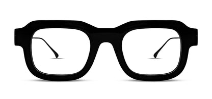 Thierry Lasry VIRTUALLY luxury unisex rectangular eyeglasses translucent black acetate and matte black titanium temples