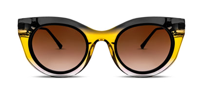 Thierry Lasry WITNESSY luxury women's cat-eye sunglasses gradient grey & yellow acetate with matte black titanium temples