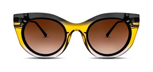 Thierry Lasry WITNESSY luxury women's cat-eye sunglasses gradient grey & yellow acetate with matte black titanium temples