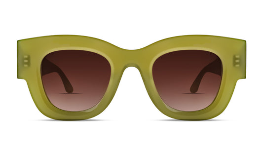 Thierry Lasry CONFESSY rectangular sunglasses in milky green acetate, retro-inspired design, handcrafted in France