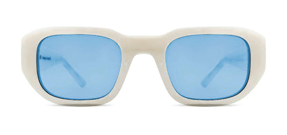 VICTIMY 079 White Horn Rectangle Tinted Sunglasses