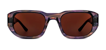 Thierry Lasry VICTIMY unisex futuristic rectangular sunglasses in purple & brown pattern acetate with UV protection