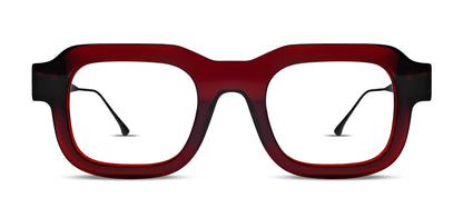 Thierry Lasry VIRTUALLY luxury unisex rectangular eyeglasses translucent burgundy acetate and matte black titanium temples