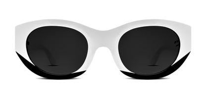 EXOTY 000 - White & Black Unisex Rectangle Sunglasses
