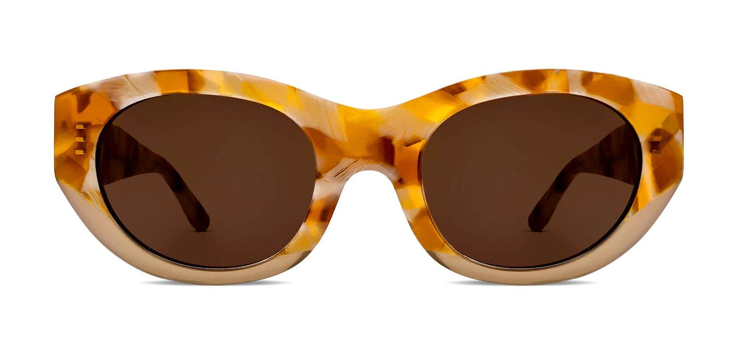EXOTY 0811 - Yellow Horn & Taupe Rectangle Sunglasses