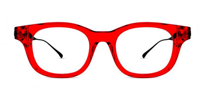 Thierry Lasry ARRESTY luxury prescription rectangular eyeglasses in red Italian acetate with titanium temples