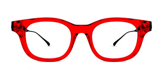 Thierry Lasry ARRESTY luxury prescription rectangular eyeglasses in red Italian acetate with titanium temples