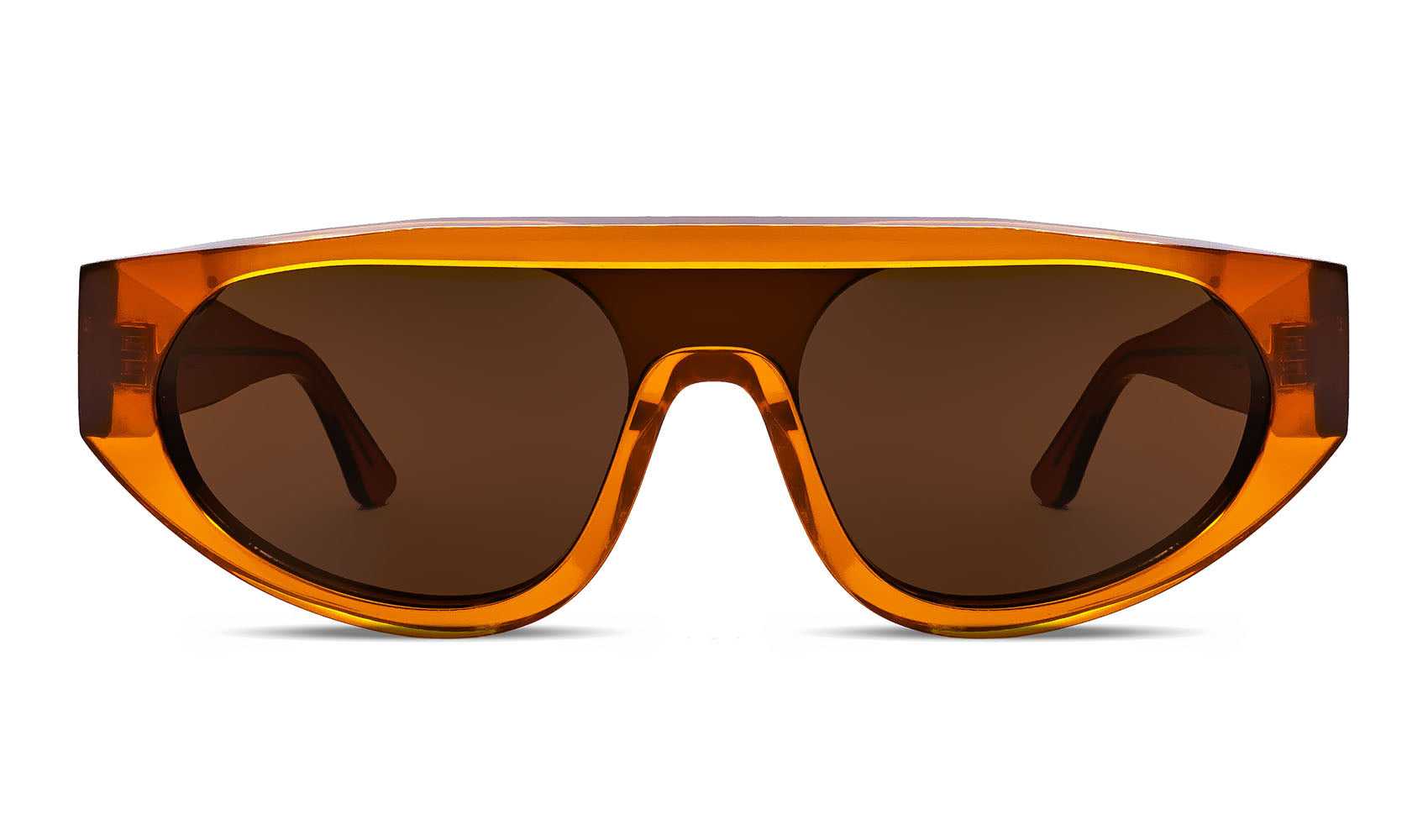 90s-inspired shield sunglasses with futuristic wraparound design and dark lenses