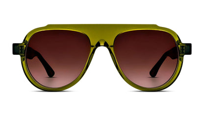 Green unisex aviator sunglasses with brown gradient lenses – luxury designer eyewear for men and women