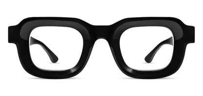 Thierry Lasry CLUBBY oversized square eyeglasses in solid black acetate with beveled frame, handcrafted in Italy