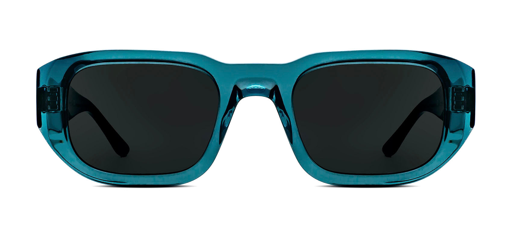 Thierry Lasry VICTIMY unisex futuristic rectangular sunglasses in translucent blue acetate with UV protection