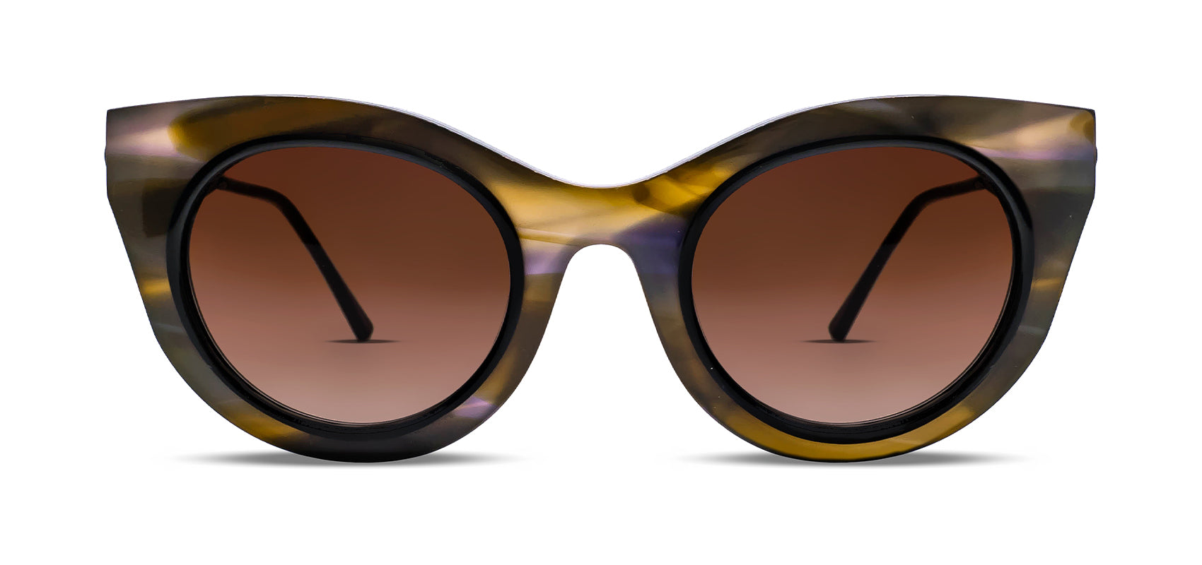 Thierry Lasry WITNESSY luxury women's cat-eye sunglasses brown & purple acetate with matte black titanium temples