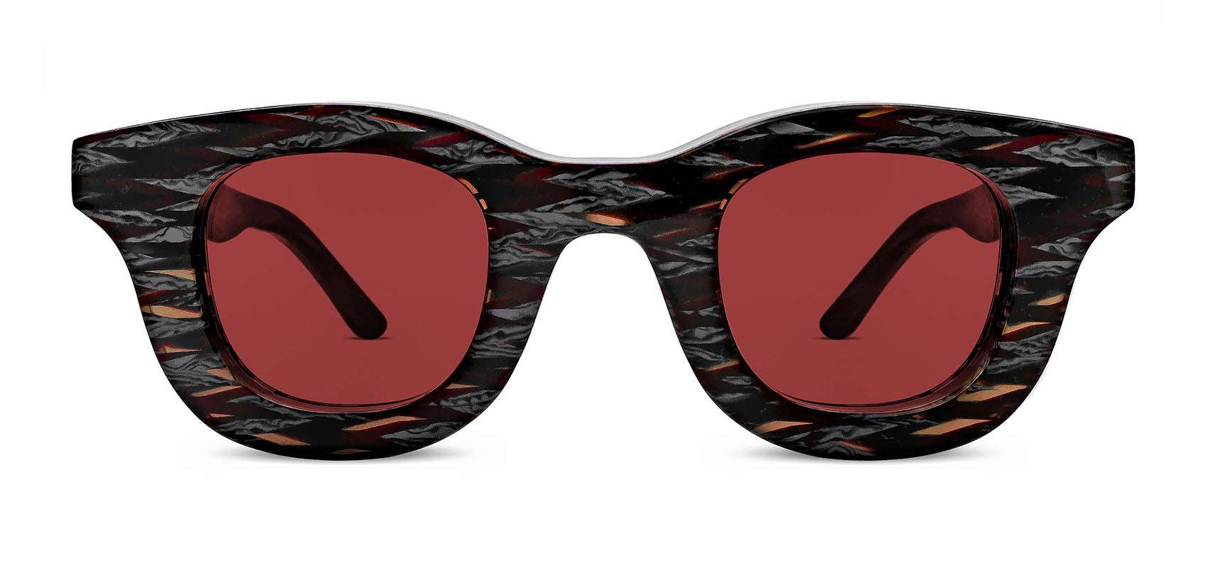 HACKTIVITY 3104 Burgundy Pattern Rectangle Sunglasses