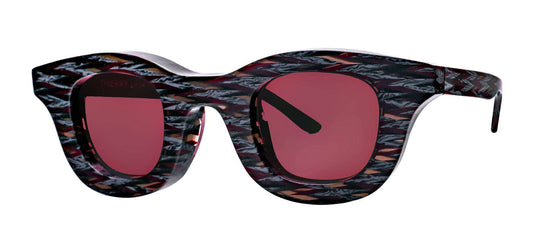 HACKTIVITY 3104 Burgundy Pattern Rectangle Sunglasses