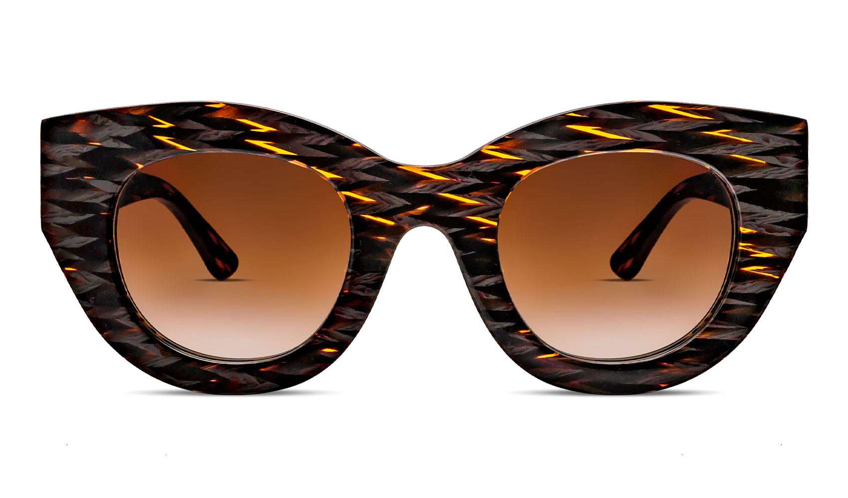 Oversized brown pattern cat-eye sunglasses with gradient brown lenses