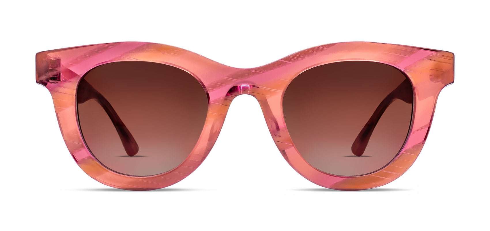 Thierry Lasry Consistency soft cat-eye sunglasses in pink pattern acetate, handcrafted in Italy, optimal UV protection