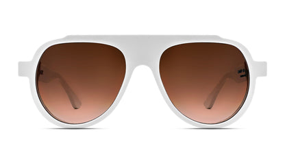 White unisex aviator sunglasses with brown gradient lenses – luxury designer eyewear for men and women
