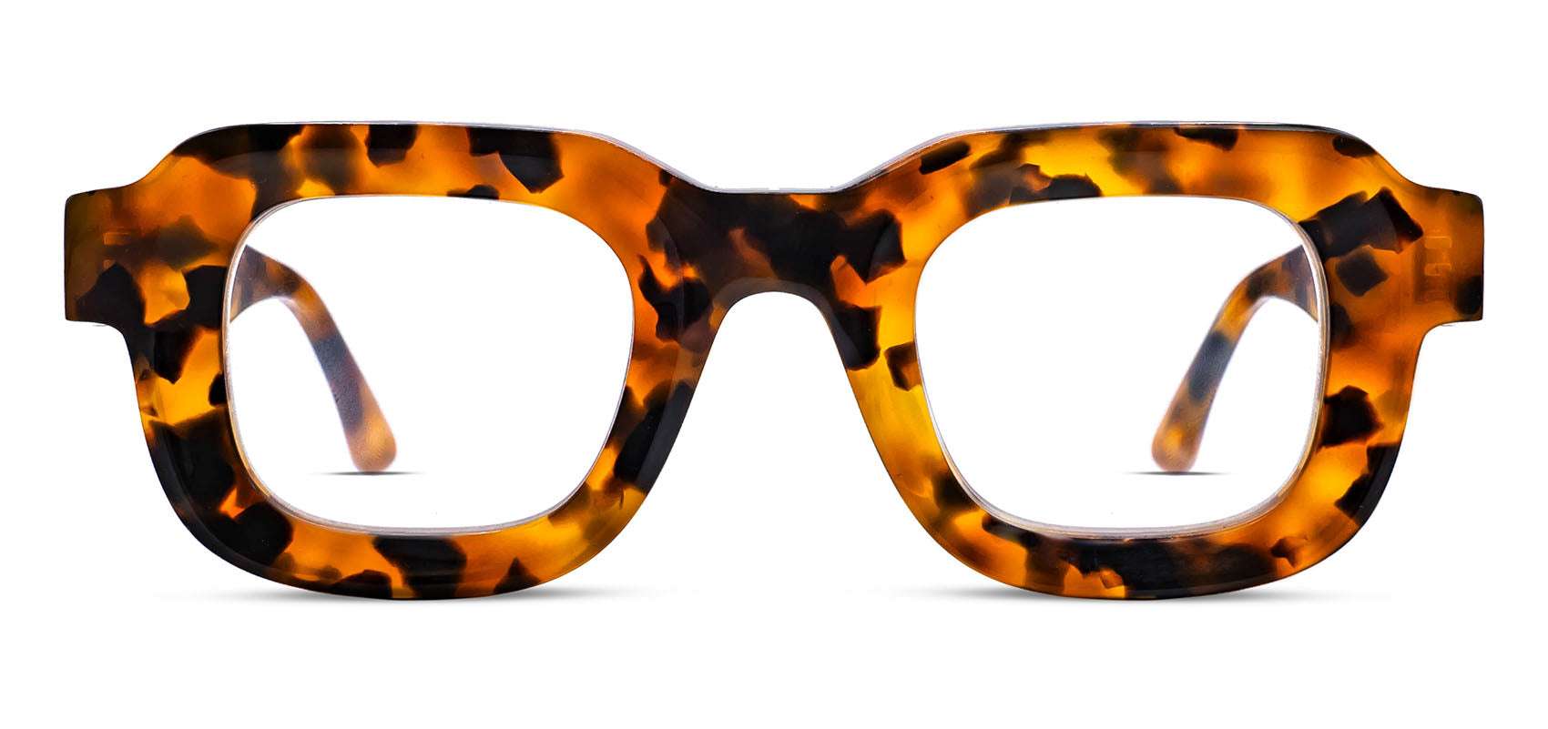 Thierry Lasry CLUBBY oversized square eyeglasses in tortoiseshell pattern acetate with beveled frame, handcrafted in Italy