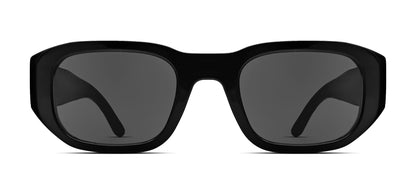 Thierry Lasry VICTIMY unisex futuristic rectangular sunglasses in solid black acetate with UV protection