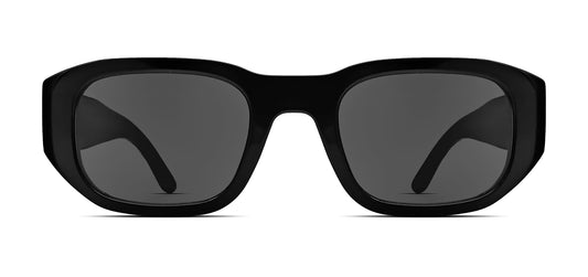 Thierry Lasry VICTIMY unisex futuristic rectangular sunglasses in solid black acetate with UV protection