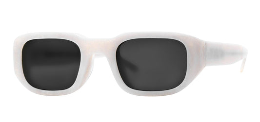 VICTIMY White Horn Rectangle Sunglasses for Women and Men