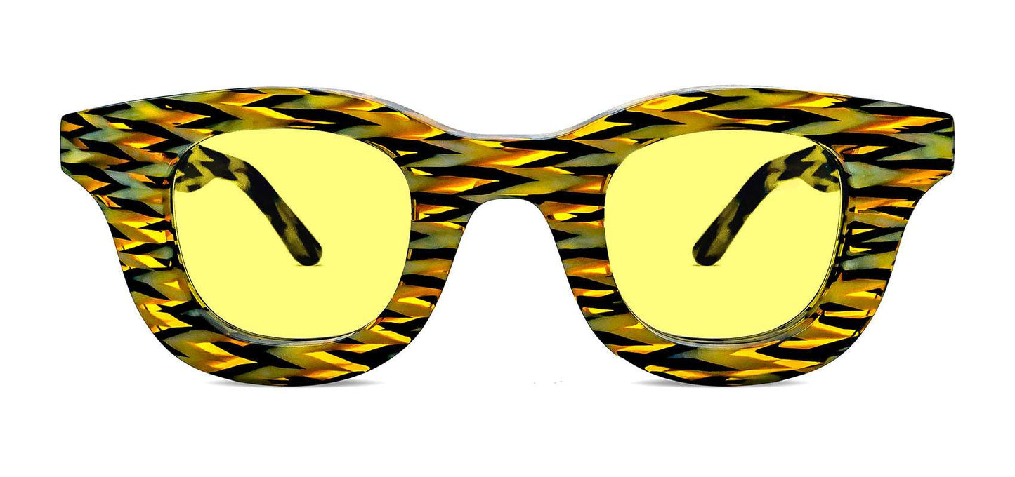 HACKTIVITY 3101 Yellow Pattern Rectangle Tinted Sunglasses
