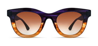 Thierry Lasry Consistency soft cat-eye sunglasses in purple and brown gradient acetate, handcrafted in Italy, optimal UV protection
