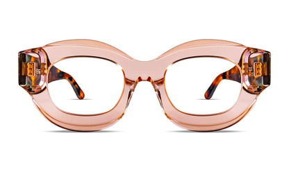 Thierry Lasry BUBBLY designer round eyeglasses in translucent peach acetate