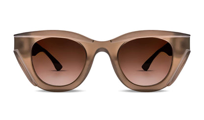 Thierry Lasry DISMISSY Luxury Cat-Eye Sunglasses, milky light brown acetate, optimal UV protection, handcrafted in Italy